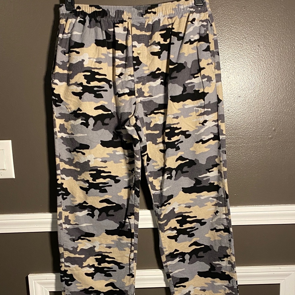 Camouflage Patterned Fleece Lounge Pocket Pants